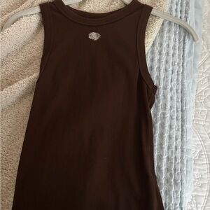 a new day Brown Ribbed Top